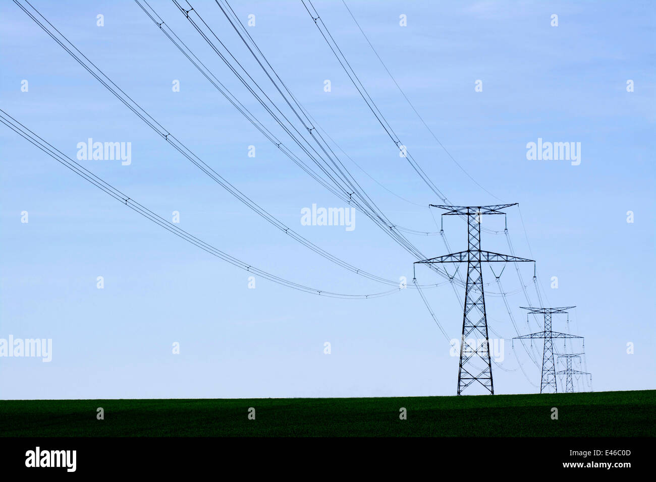 Electric pylons, France Stock Photo