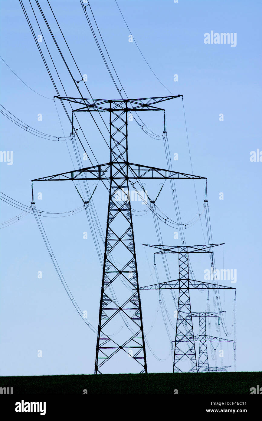 Electric pylons, France Stock Photo Alamy