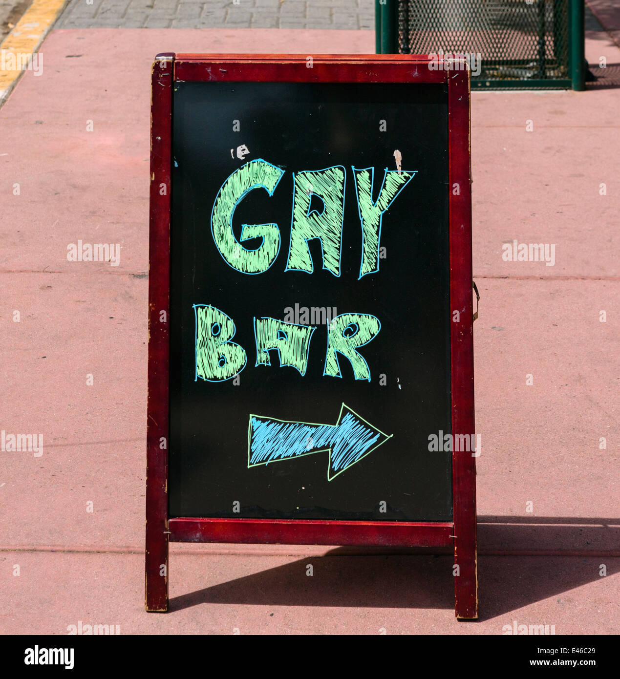 Sign for gay bar on 5th Avenue in the Hillcret district of San Diego, California, USA Stock Photo