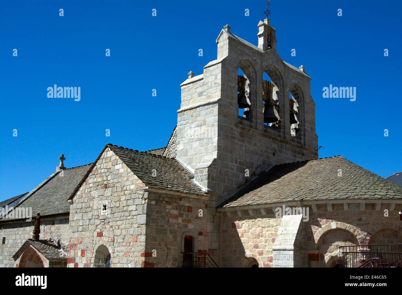 Church of Saint Alban sur Limagnole on el Camino de Santiago, Gevaudan, Margeride, Lozere, France, Europe Stock Photo