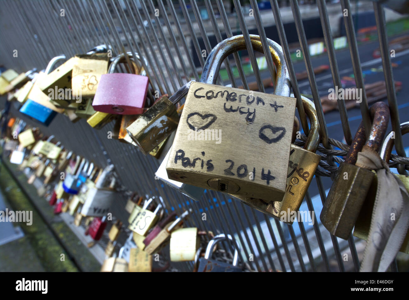 Padlocks on The Pont des Arts bridge, Paris, France Stock Photo