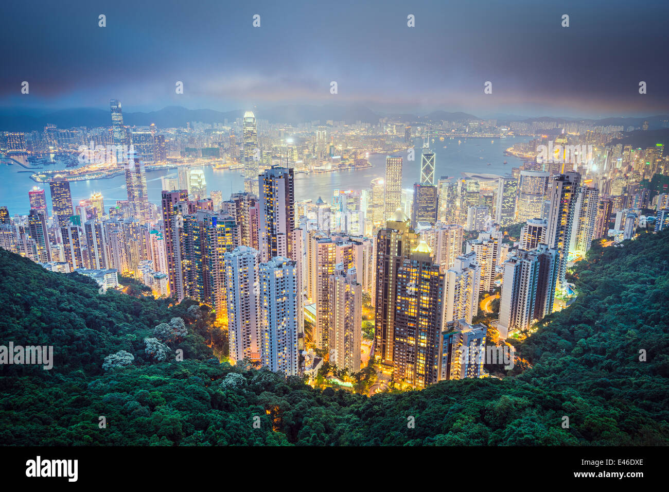 Hong Kong, China city skyline from Victoria Peak. Stock Photo