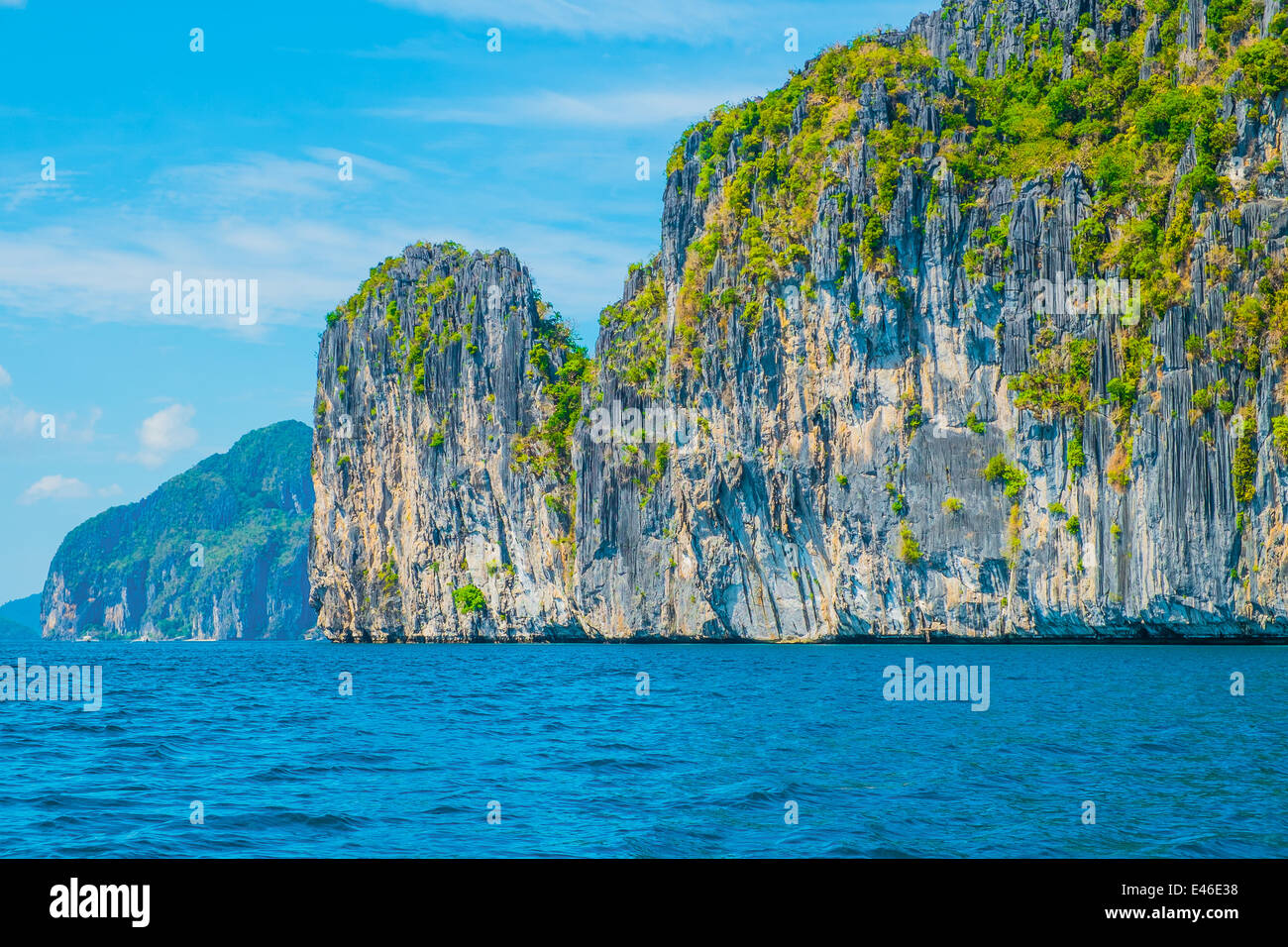 Mountain landscape with blue sea and cloudy sky Stock Photo