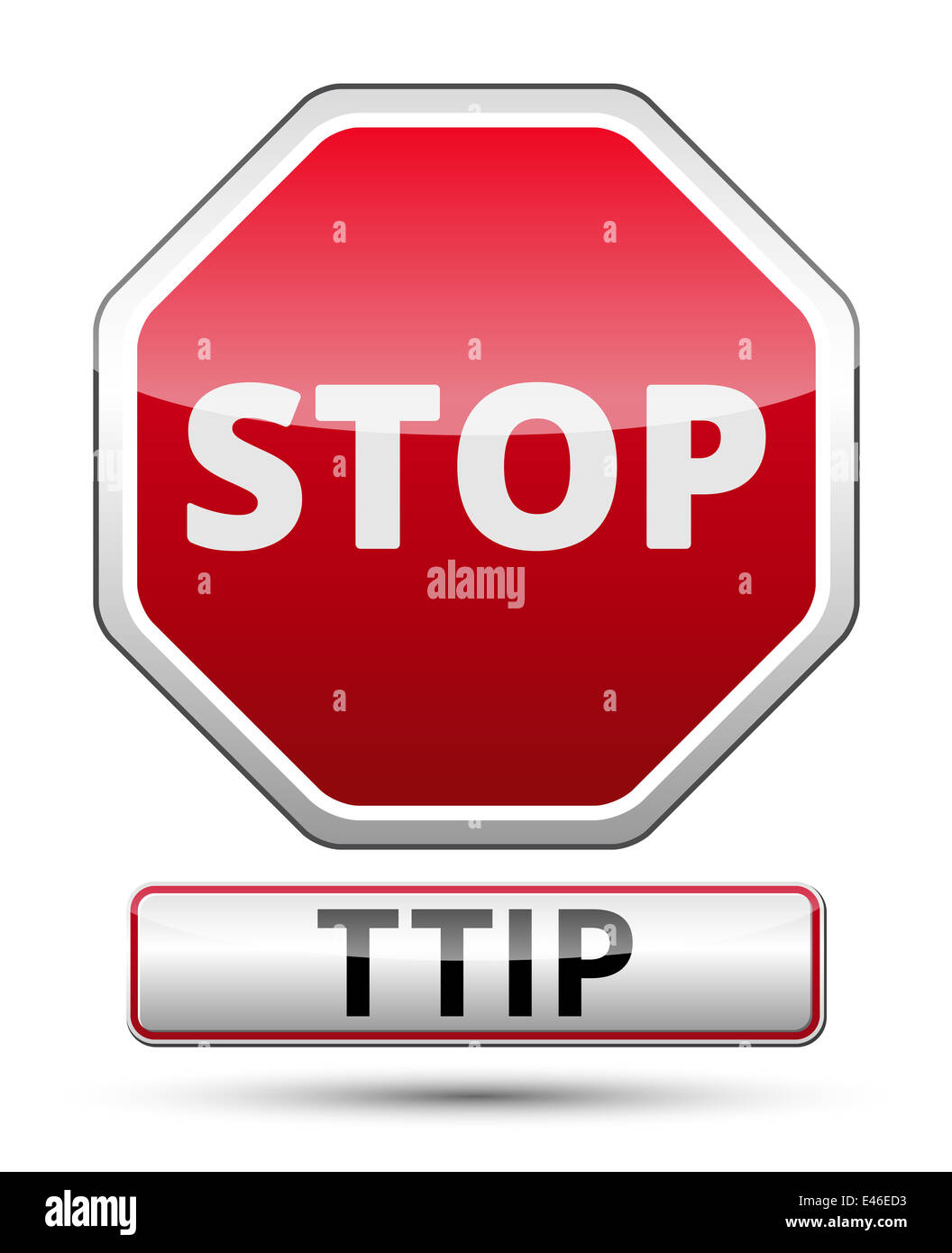 TTIP - Transatlantic Trade and Investment Partnership glossy illustration with shadow on white background Stock Photo
