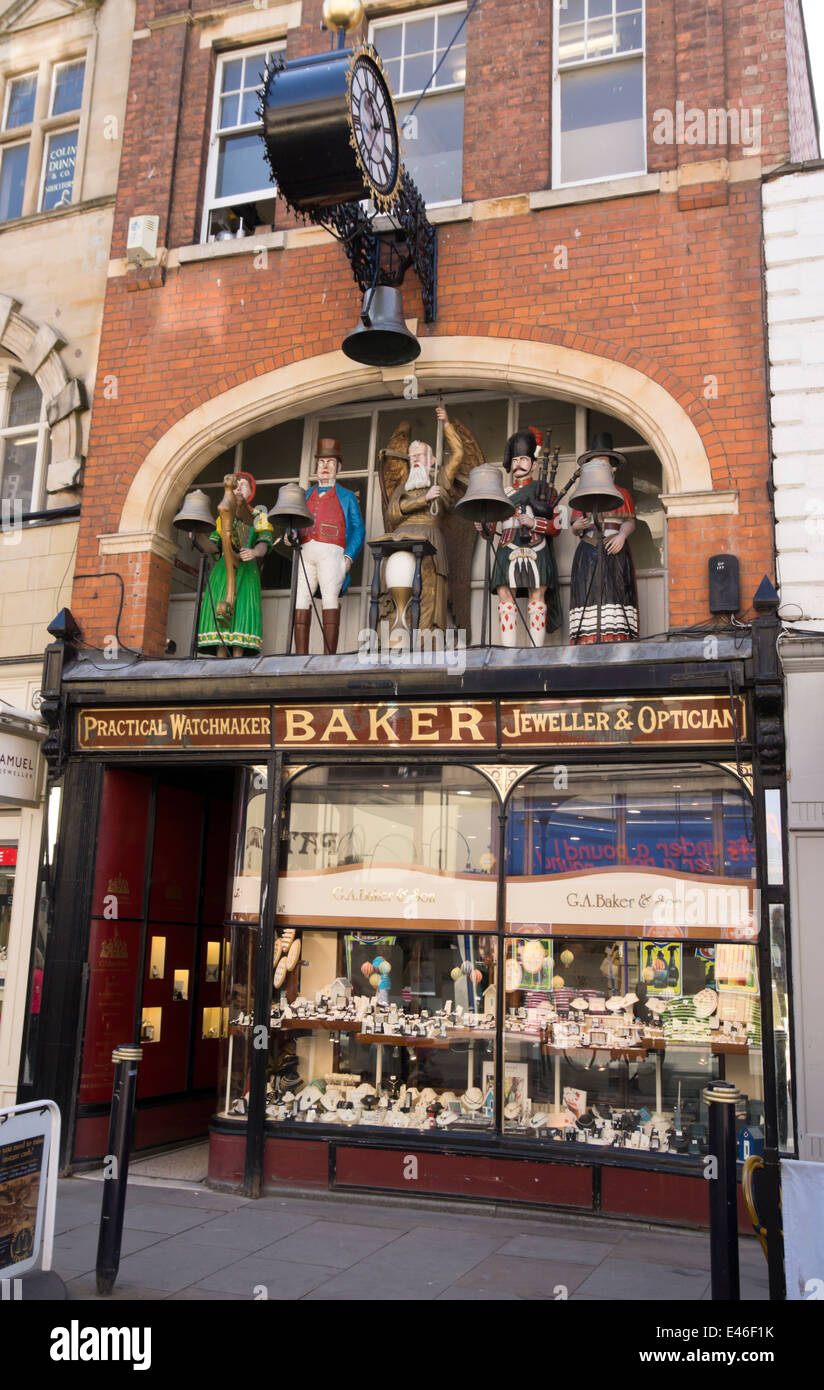 The city of Gloucester r Bakers Clock Southgate Street Stock Photo