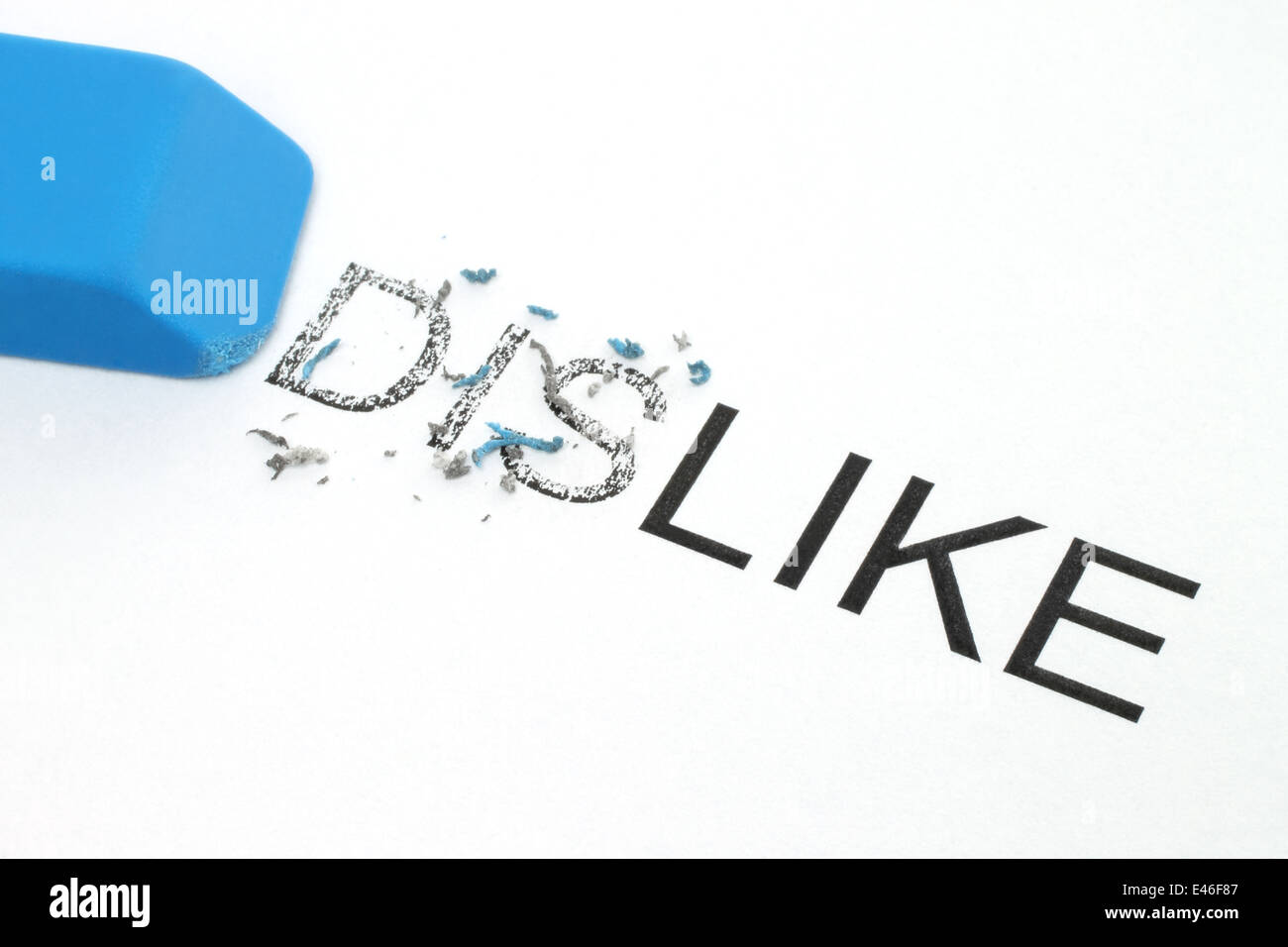 Eraser with erased part of the dislike word closeup Stock Photo Alamy