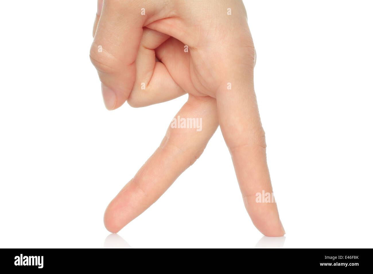 Walking fingers on white background Stock Photo