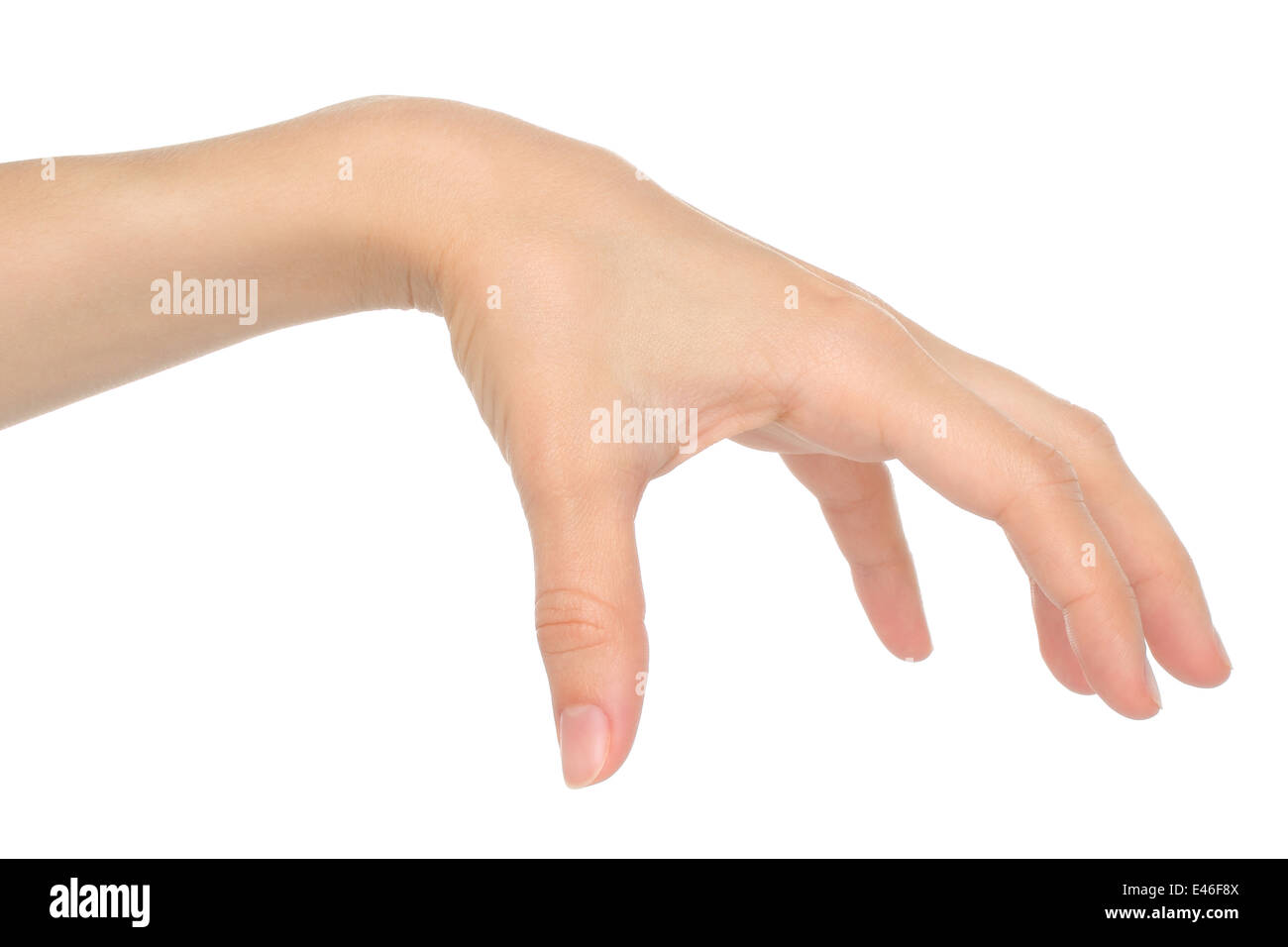 Woman hand on white background Stock Photo