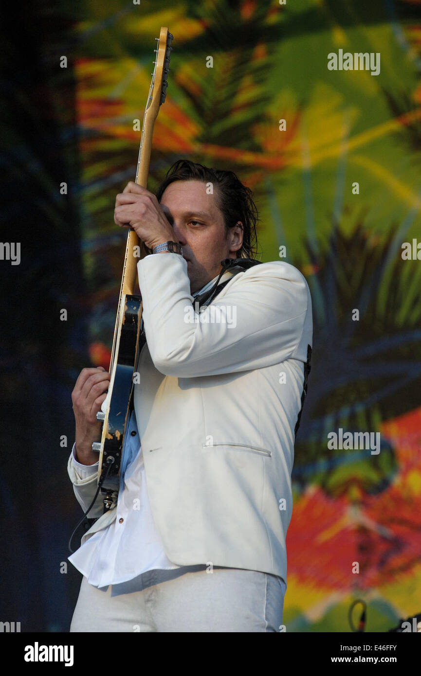 London, UK. 3rd July, 2014. Arcade Fire play British Summertime Hyde Park. Persons Pictured: Win Butler. Picture by Julie Edwards/Alamy Live News Stock Photo
