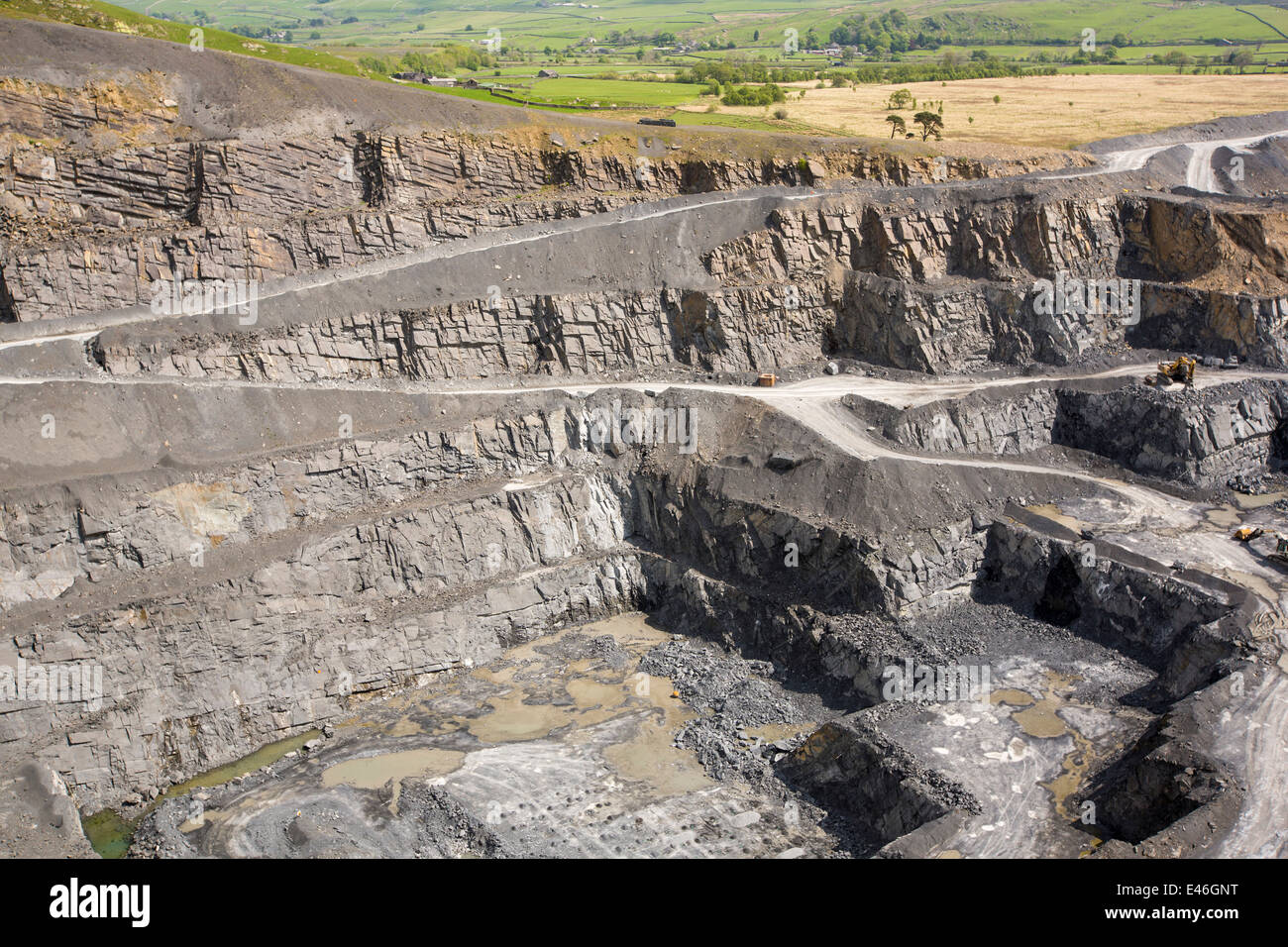 Dry Rigg Quarry at Helwith Bridge in the Yorkshire Dales National Park, UK. Stock Photo
