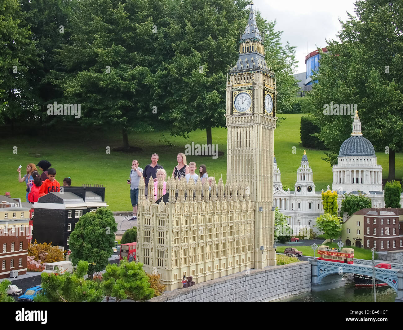 visitors look at models of world famous landmark made from thousands of Lego  bricks at Legoland Windsor, England Stock Photo - Alamy