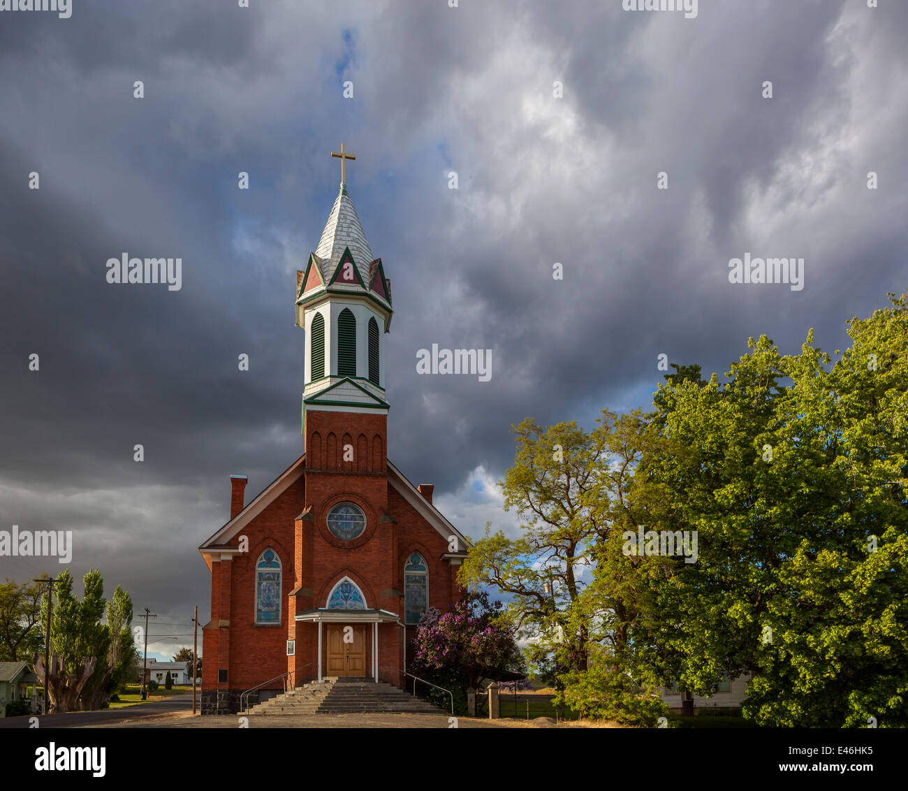 Lincoln County, WA Clearing storm clouds over Mary Queen of Heaven