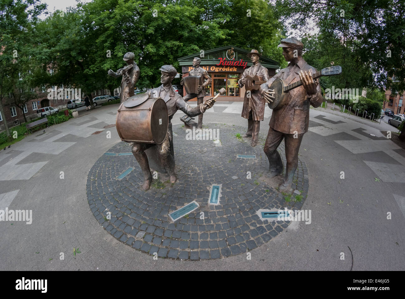 Monument to traditional Warsaw Praga Street  Band (Pomnik Praskiej Kapeli Podworkowej), Warsaw, Poland Stock Photo