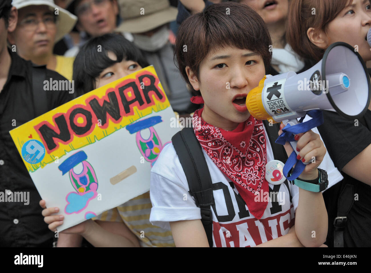 Protest on July 1, 2014 against the Abe Cabinet's new interpretation of ...