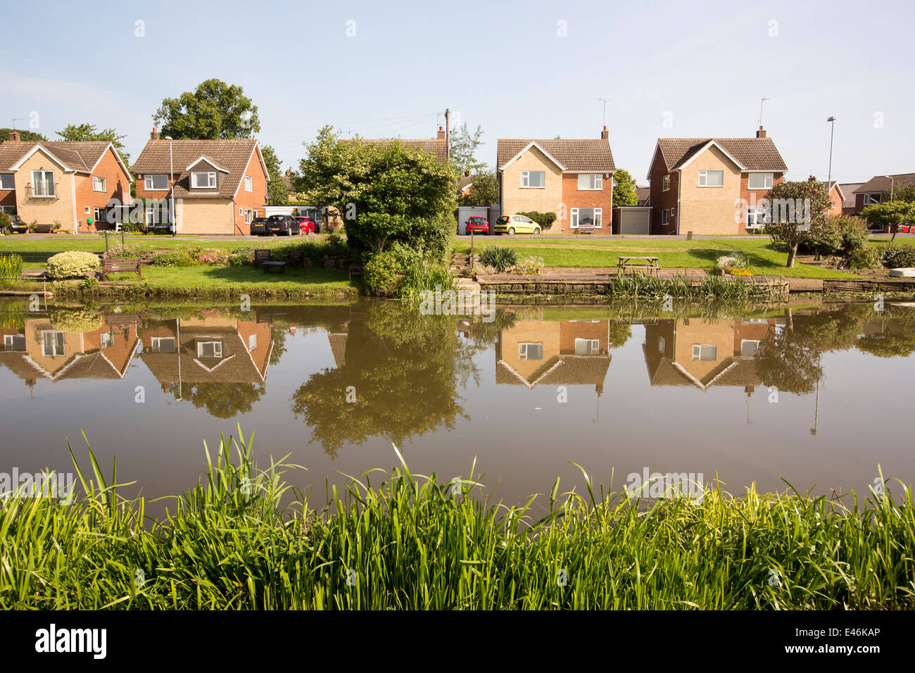 Water front houses in Barrow upon Soar in Leicestershire, next to the