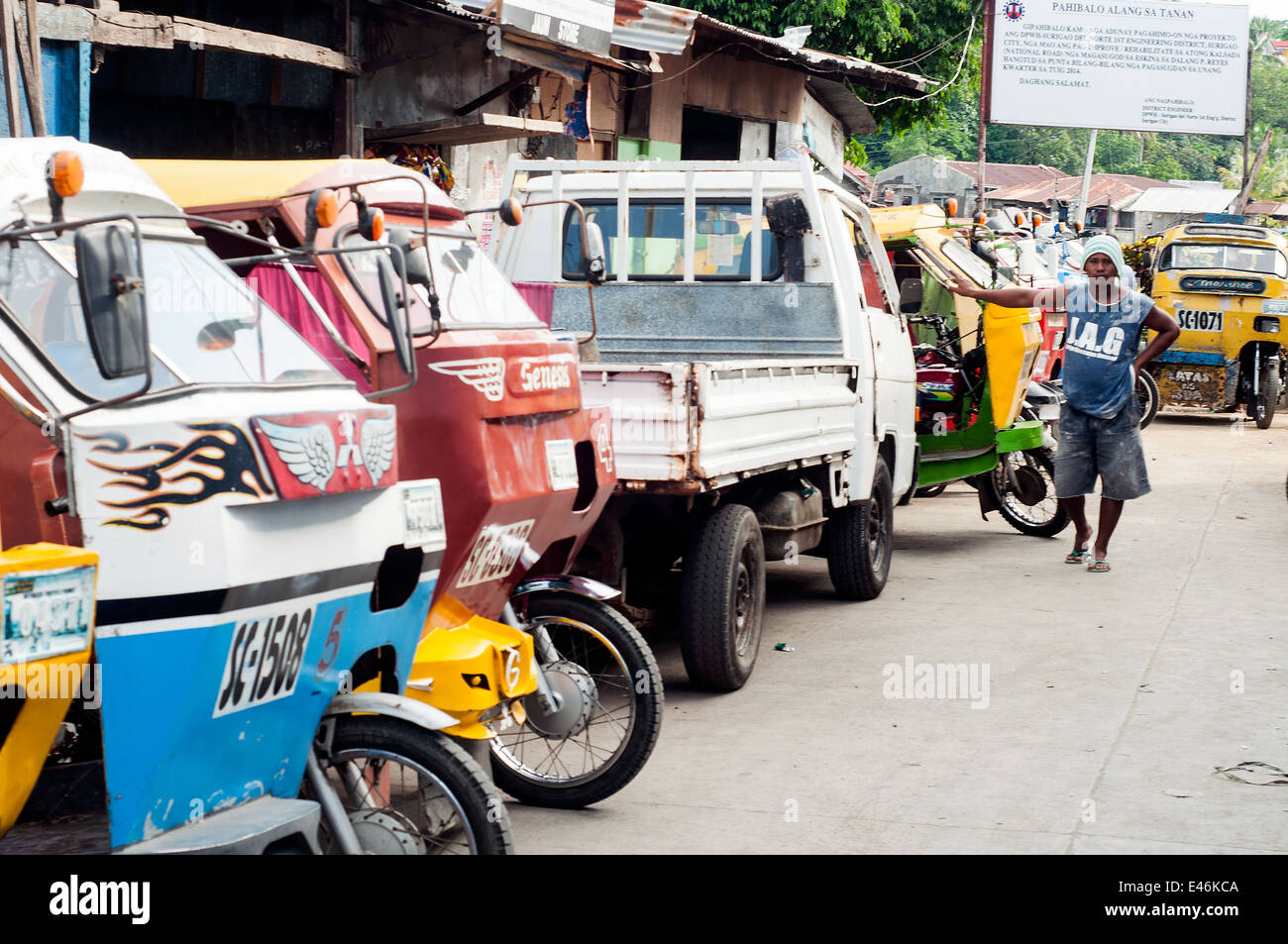 tricycles, Port area, Surigao, Mindanao, Philippines Stock Photo