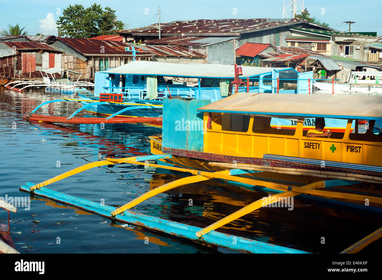 outrigger boats, Port area, Surigao, Mindanao, Philippines Stock Photo