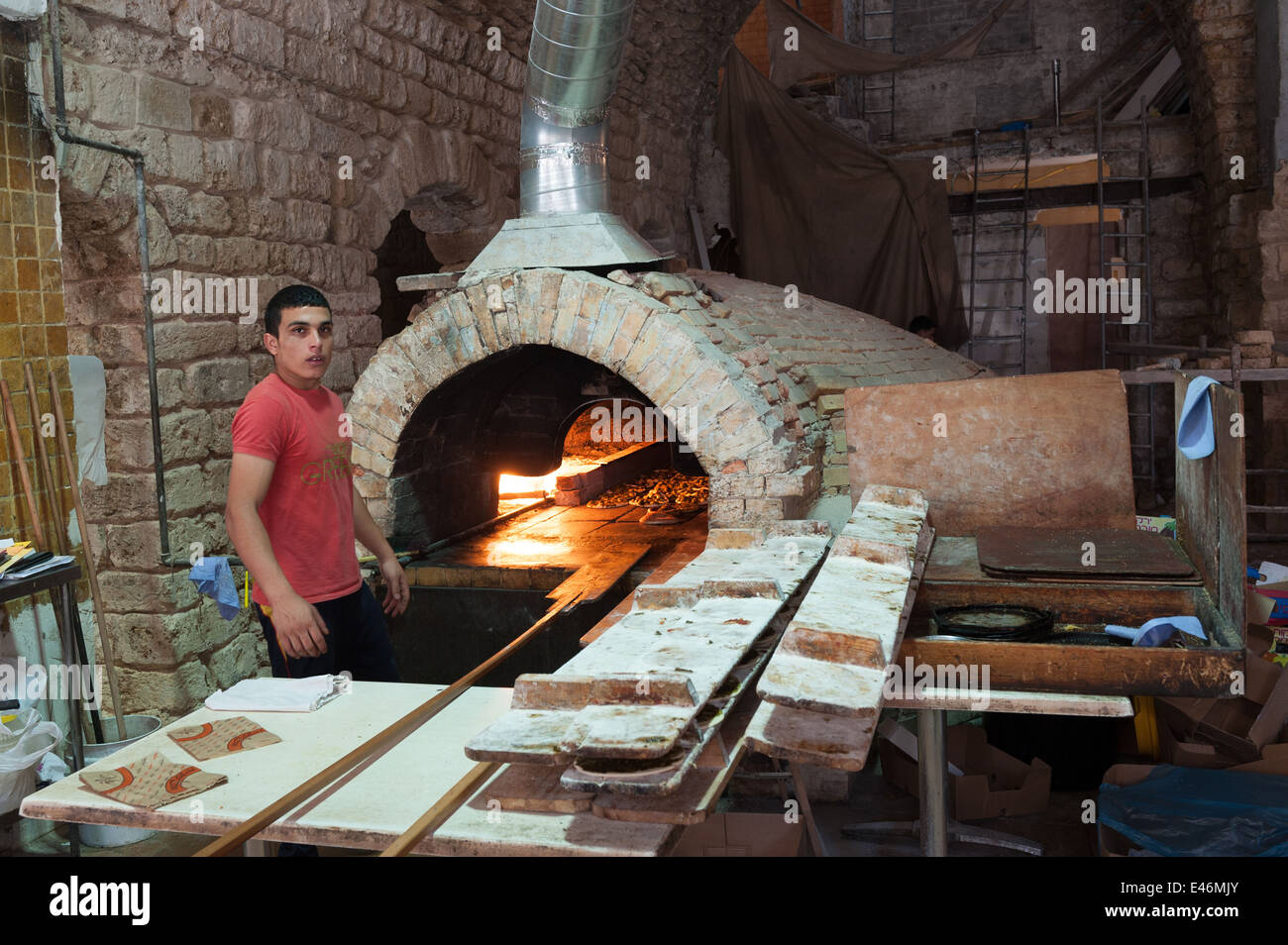 Abulafia Bakery, Jaffa, Israel. preparing and baking bread products in