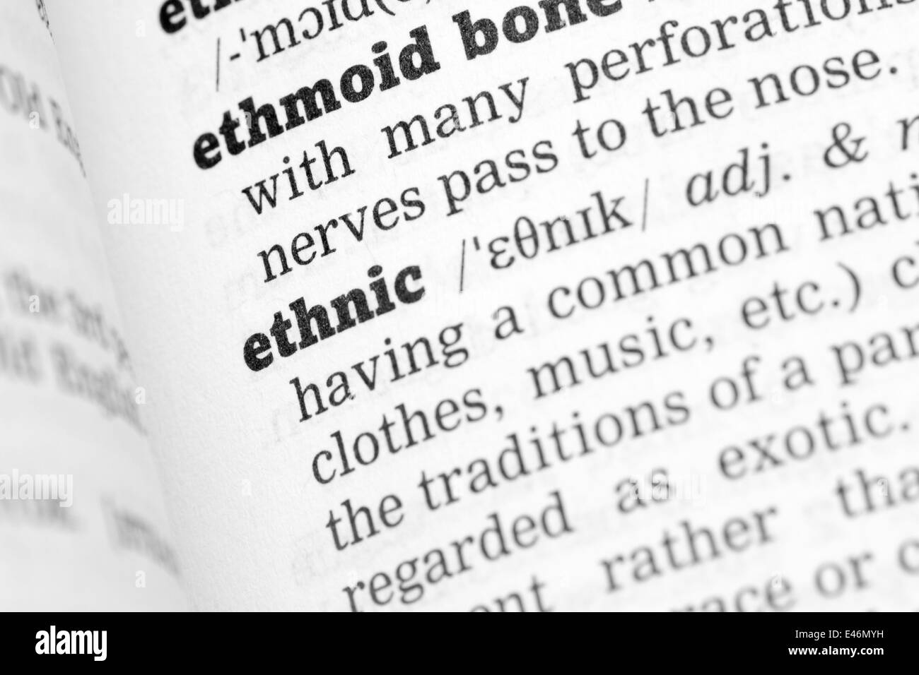 Ethnic Dictionary Definition closeup with soft focus Stock Photo Alamy