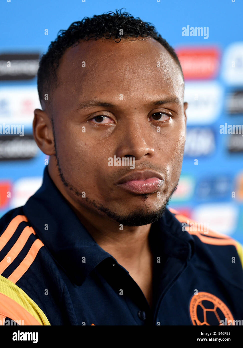 Fortaleza, Brazil. 3rd July, 2014. Colombia's Juan Camilo Zuniga is seen during a press conference before the quaterfinal World Cup soccer match between Brazil and Colombia in Fortaleza, Brazil, 3 July 2014. Photo: Marius Becker/dpa/Alamy Live News Stock Photo