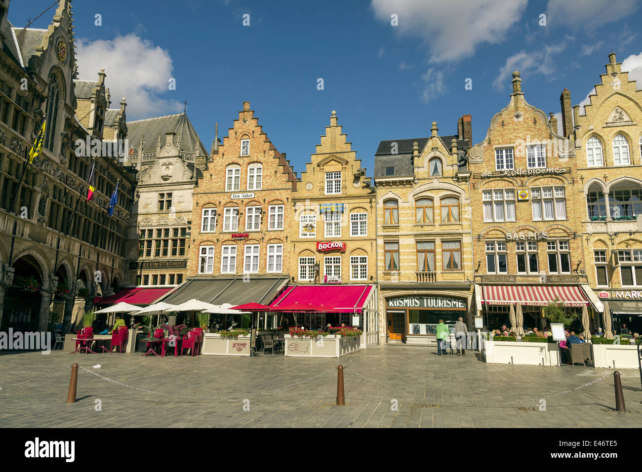Ypres, Belgium, Big market with street cafes Stock Photo - Alamy