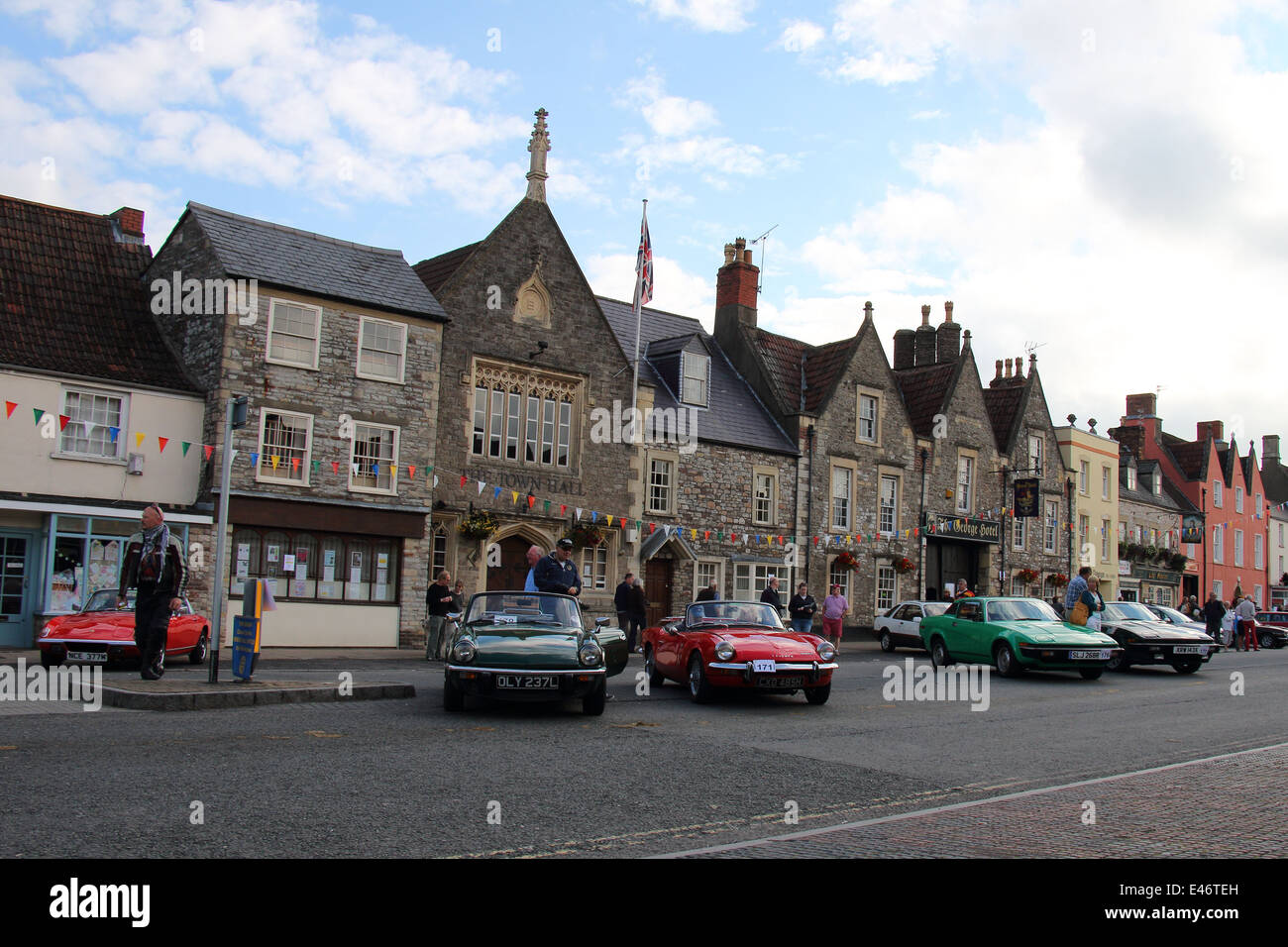 Classic cars and bikes taking part in Chipping Sodbury's Classic Run