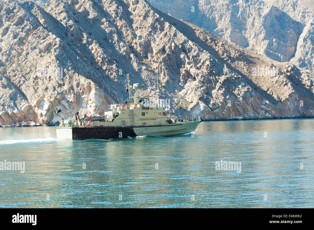 Navy patrol Musandam peninsula, Indian ocean, Oman Stock Photo