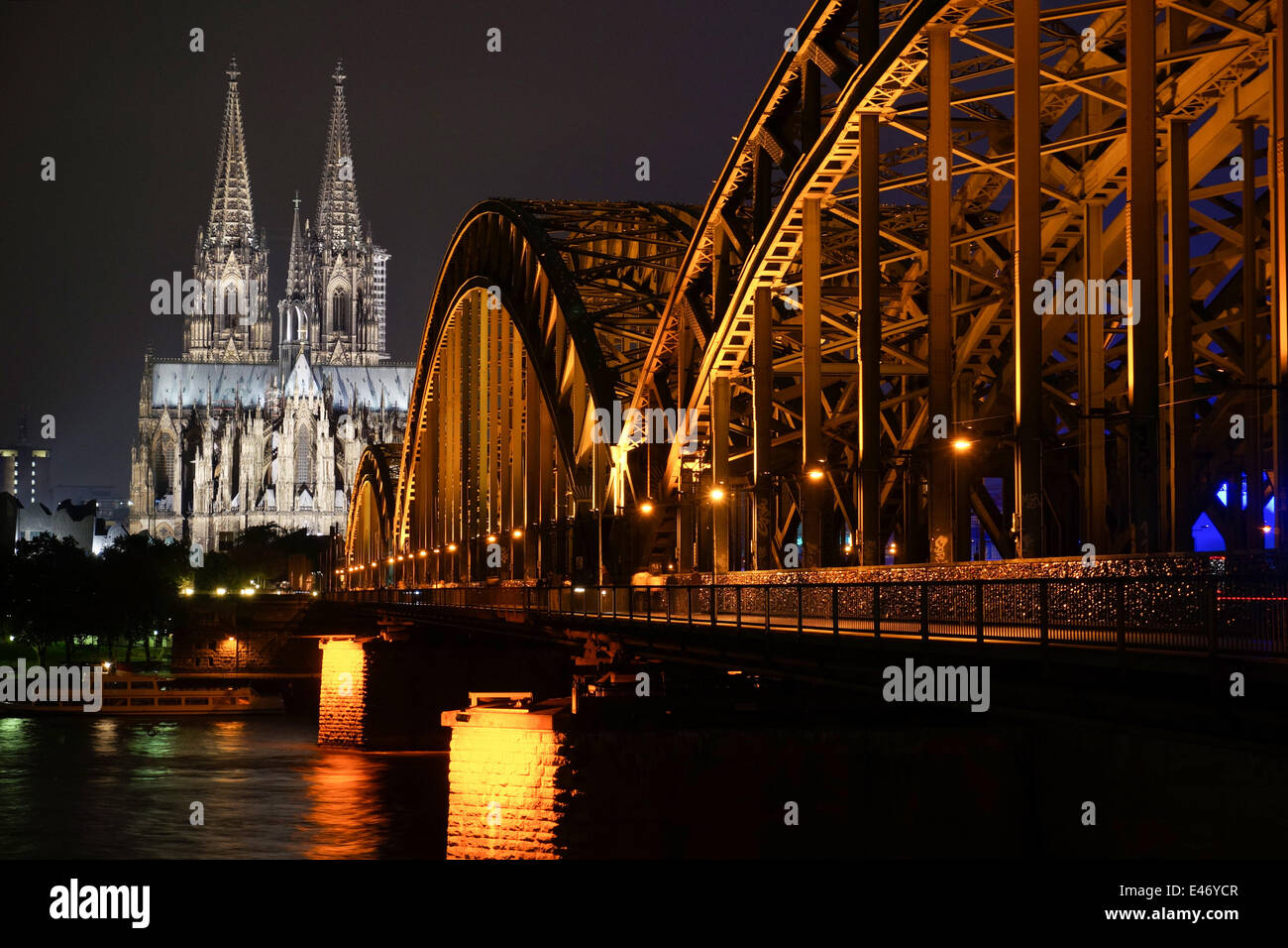 Germany: Hohenzollern Bridge with Cologne Cathedral. Photo from 22 September 2013. Stock Photo