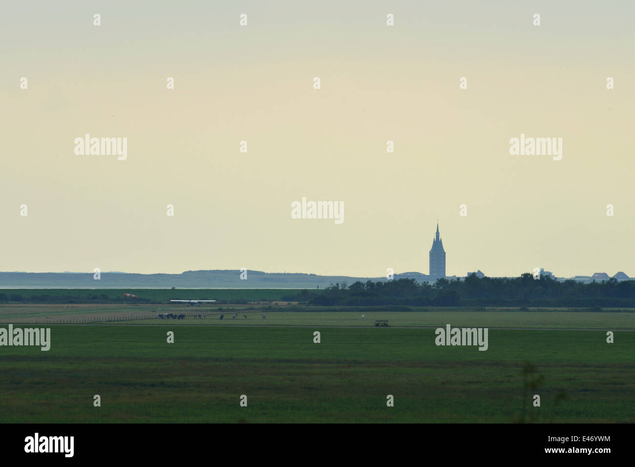 Silhouette of the tower Westturm in the dusk, 17 August 2013 Stock Photo