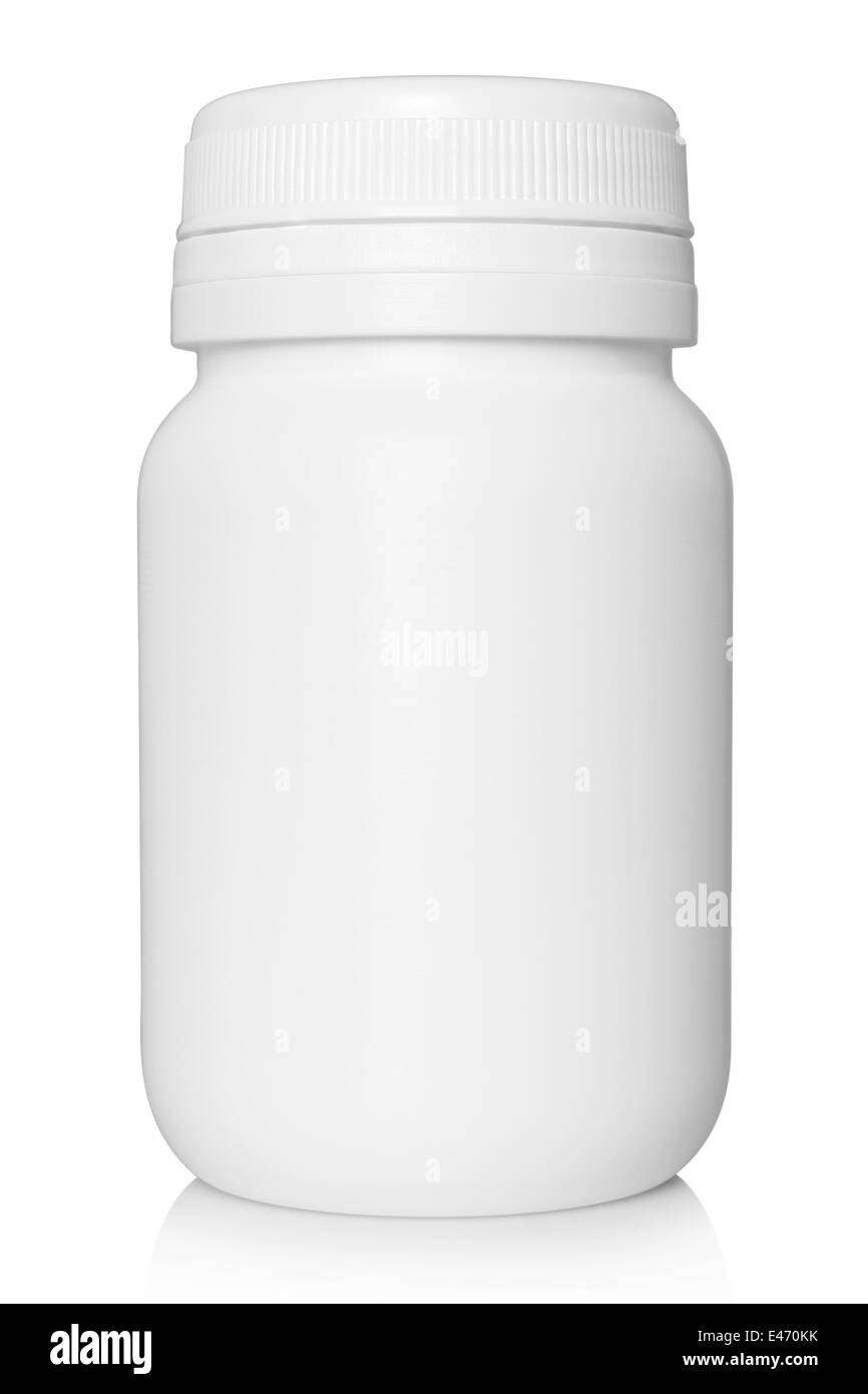 White medical container on white background Stock Photo