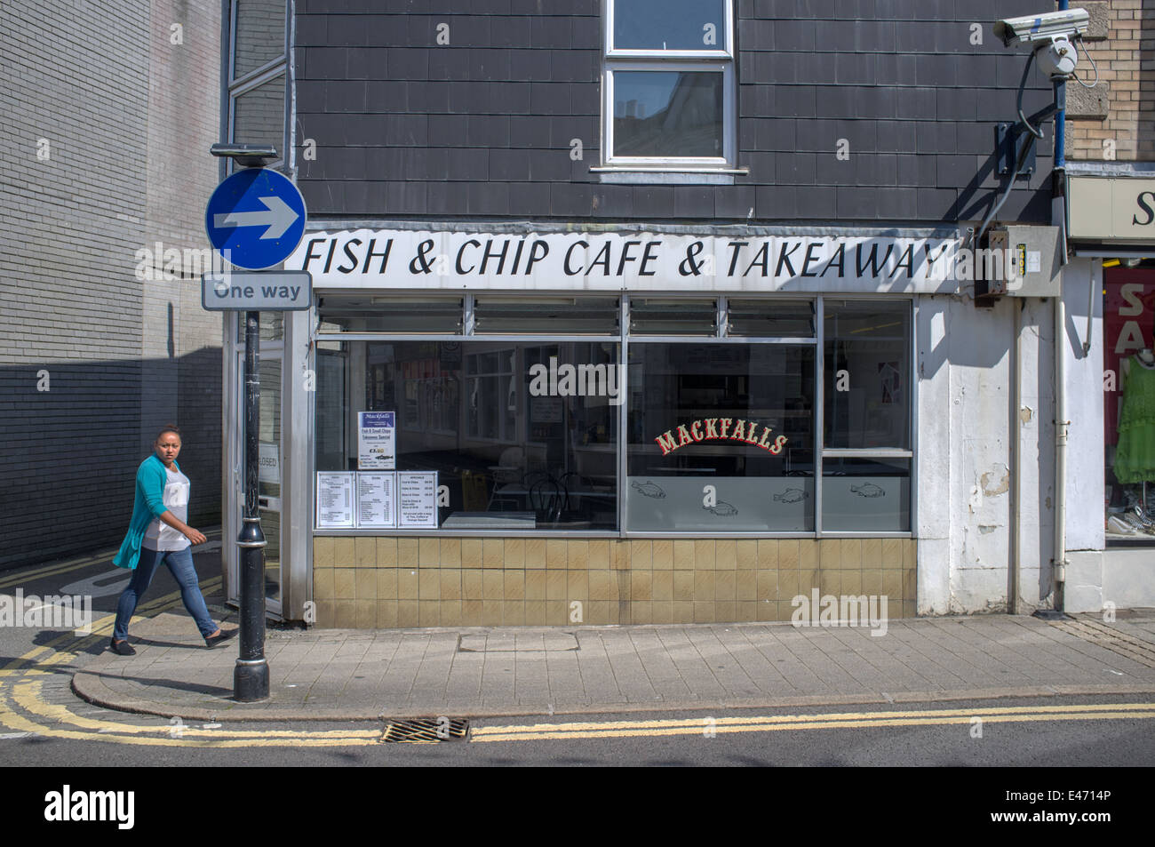 A chip shop in Camborne, Cornwall, UK Stock Photo