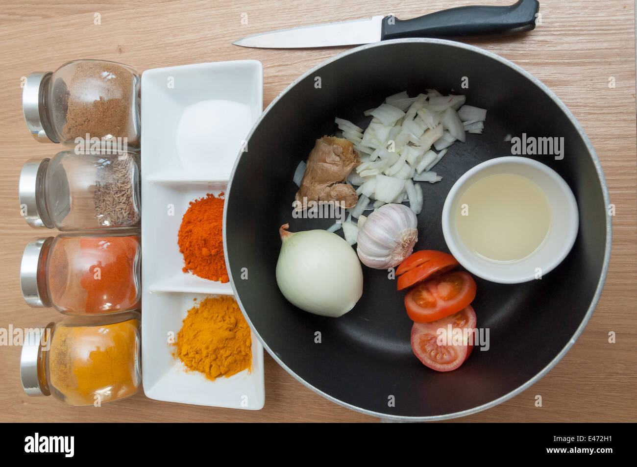 Raw ingredients of indian masala dishes Stock Photo Alamy