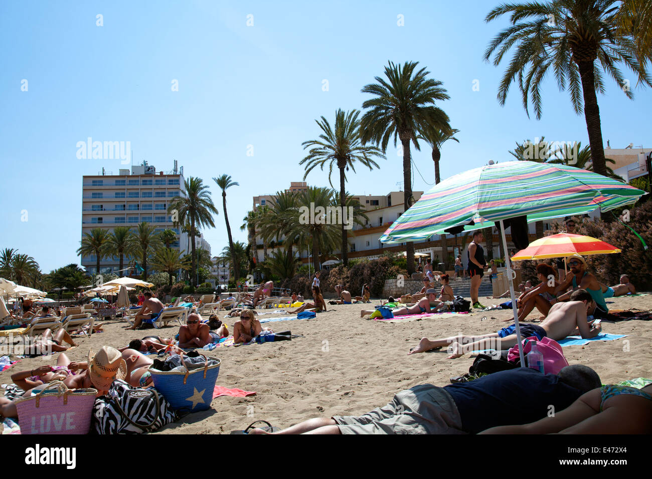 People on Figueretas Beach in Ibiza, Spain Stock Photo - Alamy