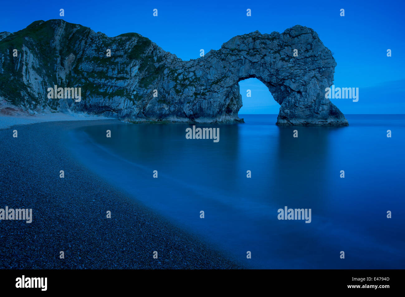 Night over Durdle Door along the Jurassic Coast, Dorset, England Stock Photo