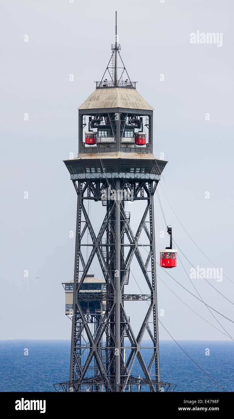 Cable car above the harbor of barcelona, spain Stock Photo - Alamy