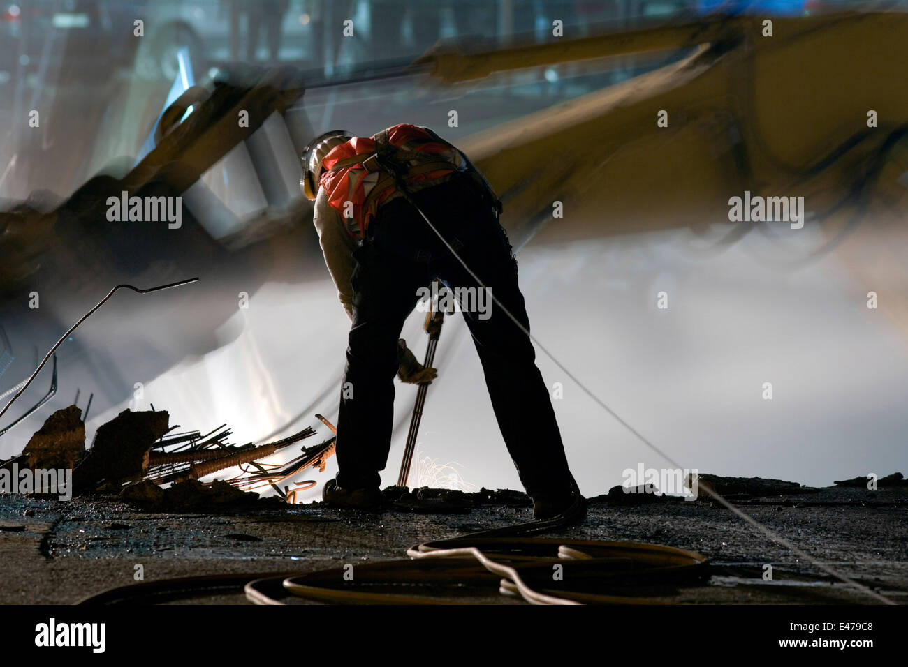 Construction work at night Stock Photo Alamy