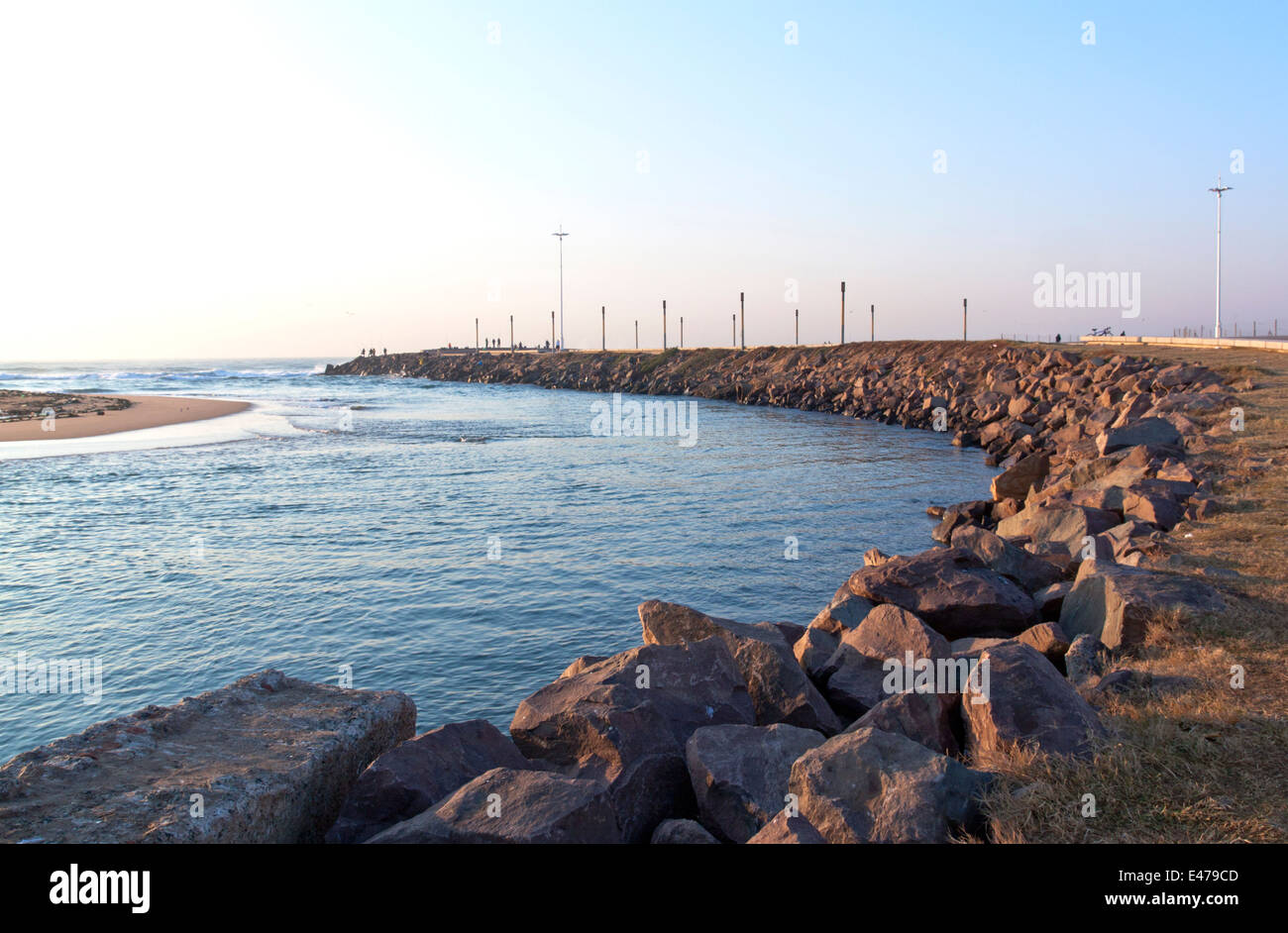 mouth of Umgeni river known as blue lagoon in Durban South Africa Stock
