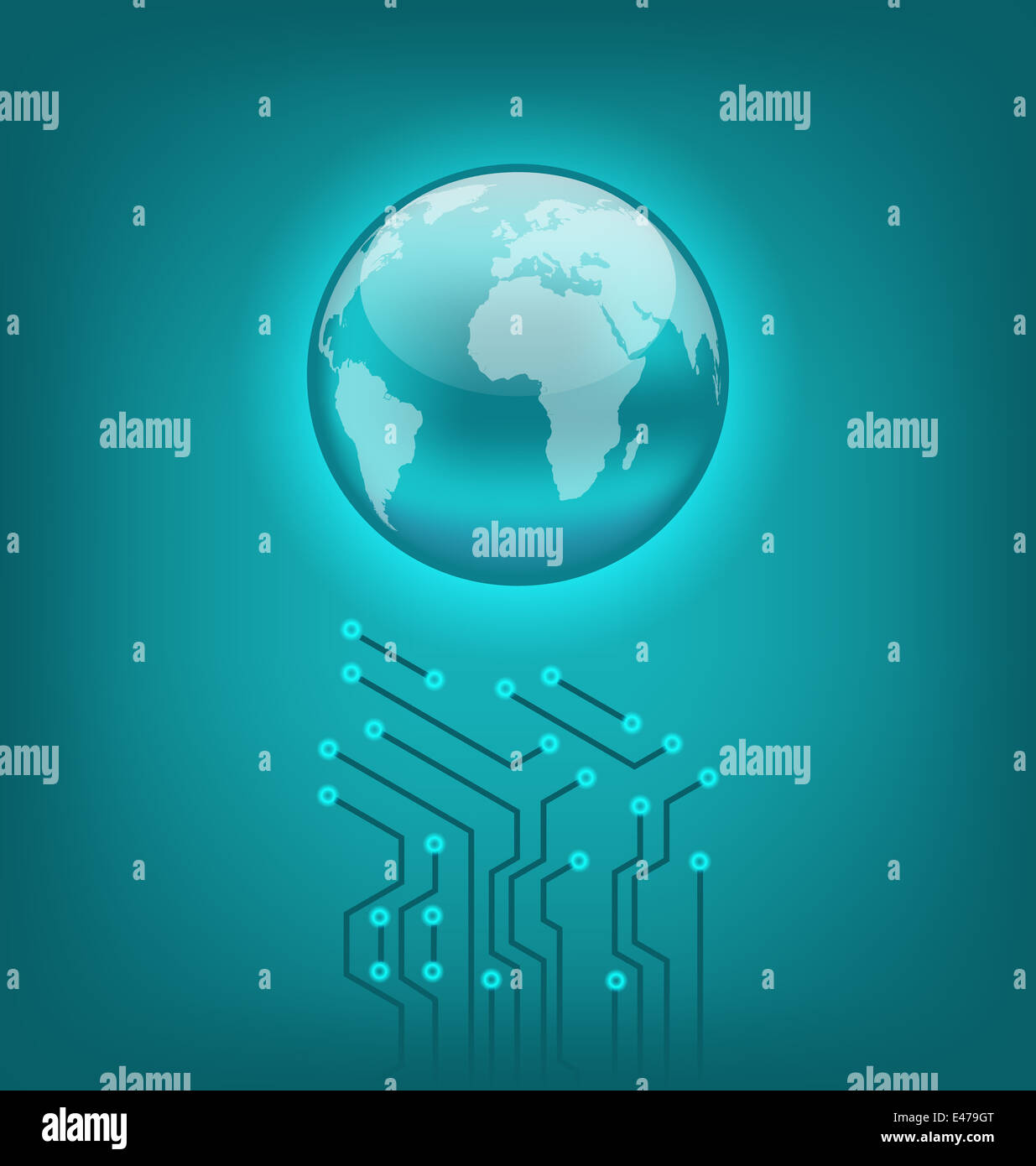 Illustration electronic circuit board texture with earth symbol Stock ...