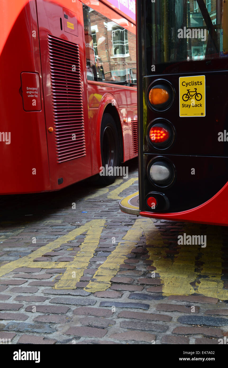 London bus's in their bus lane. Stock Photo
