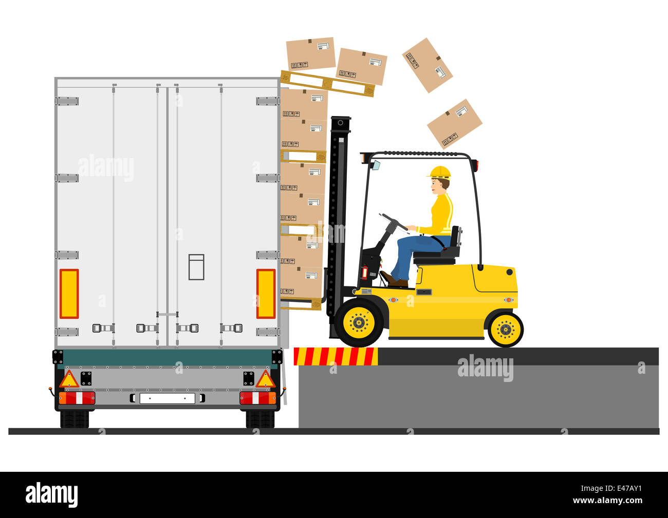 Forklift And Trailer Stock Photo Alamy