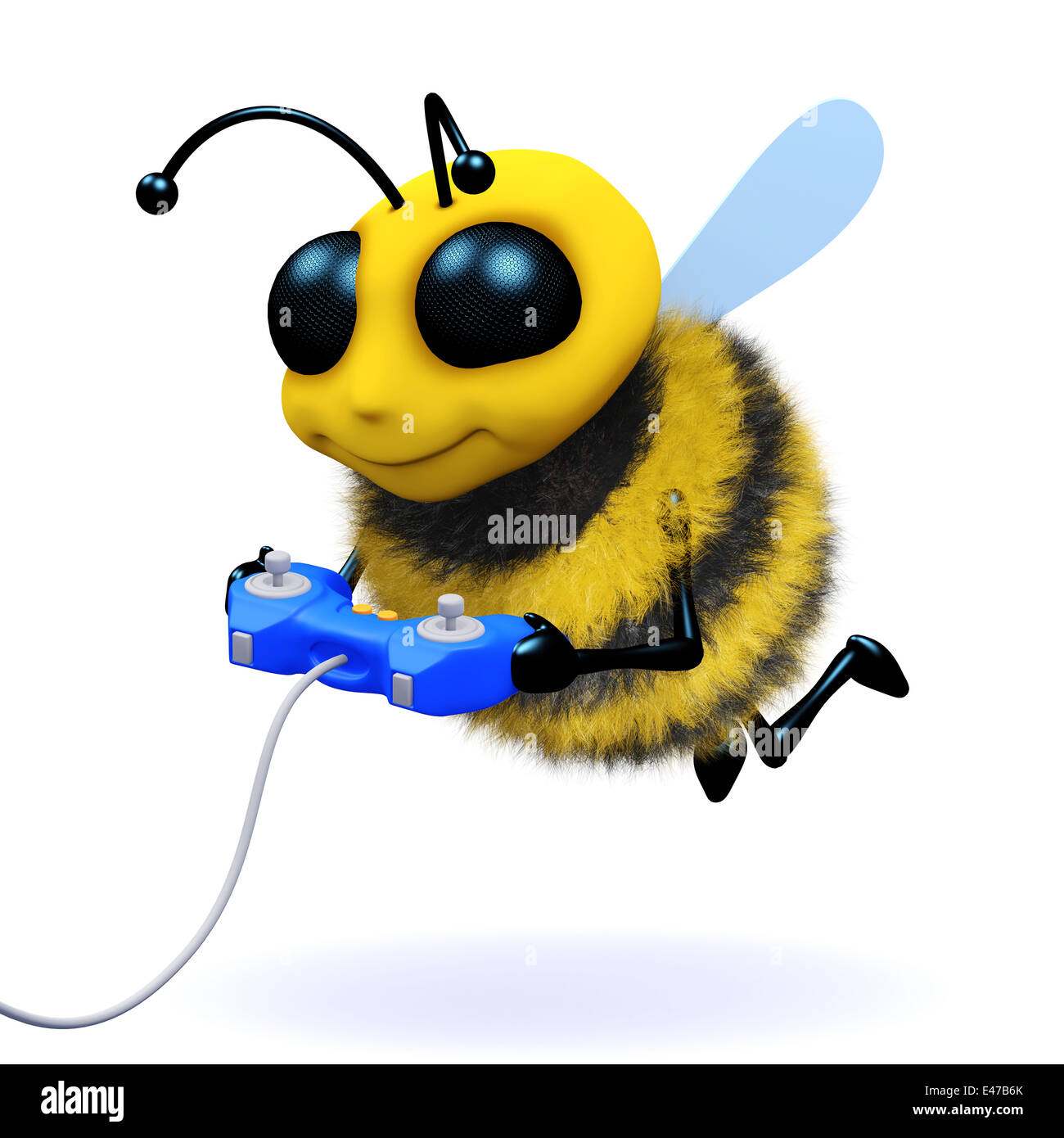 3d Honey bee is enjoying playing a video game Stock Photo
