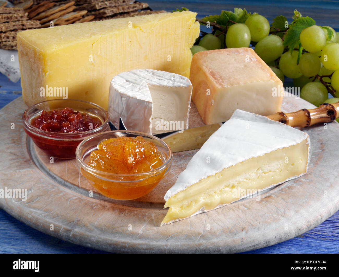 Cheese board and chutney Stock Photo