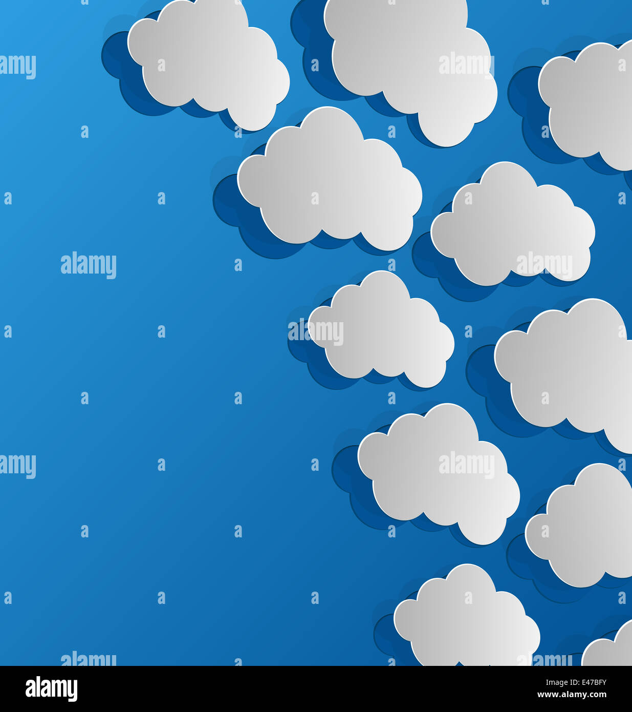 Illustration set cut out clouds, blue paper - vector Stock Photo - Alamy