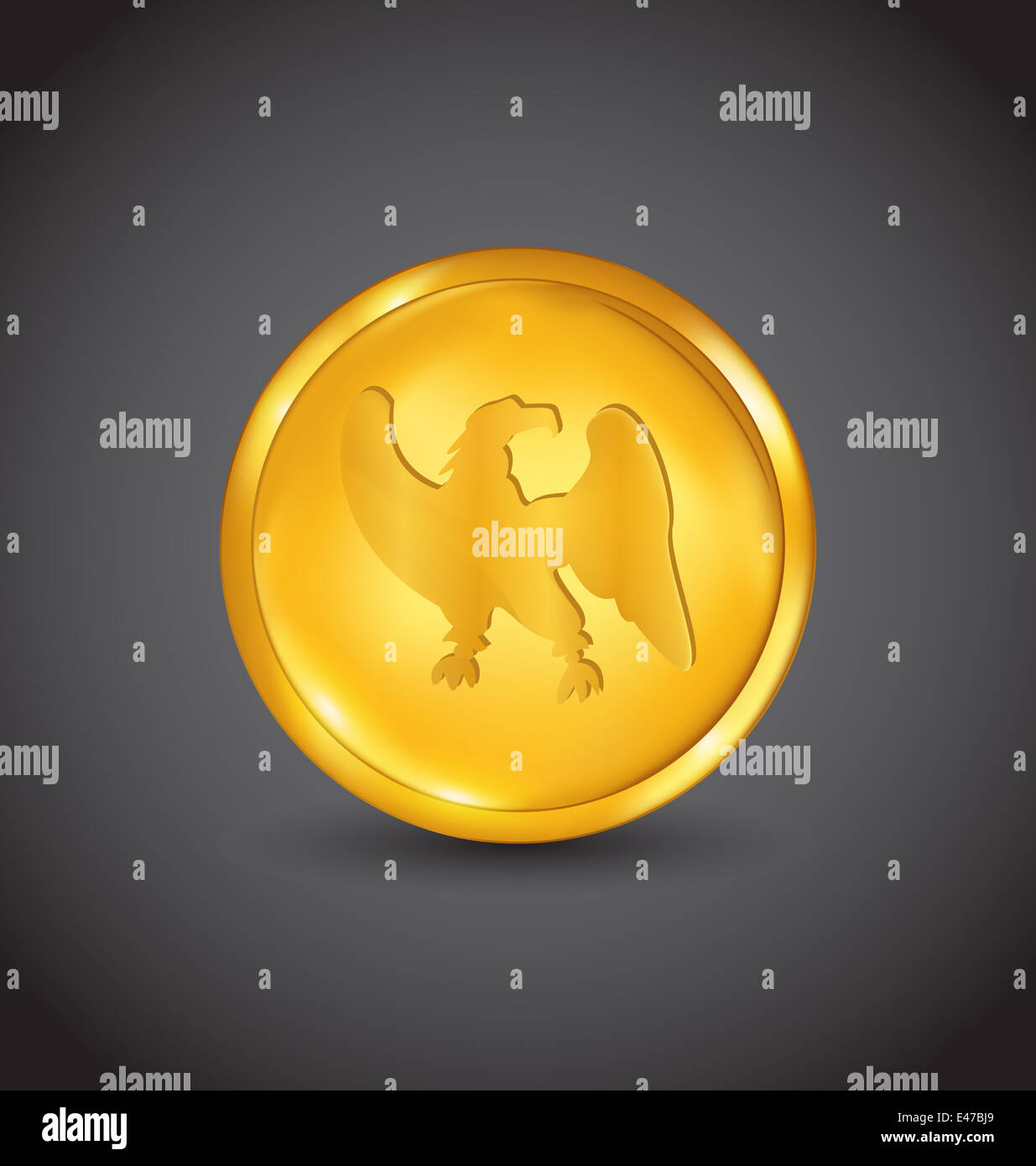Illustration golden coin with eagle on black background - vector Stock ...