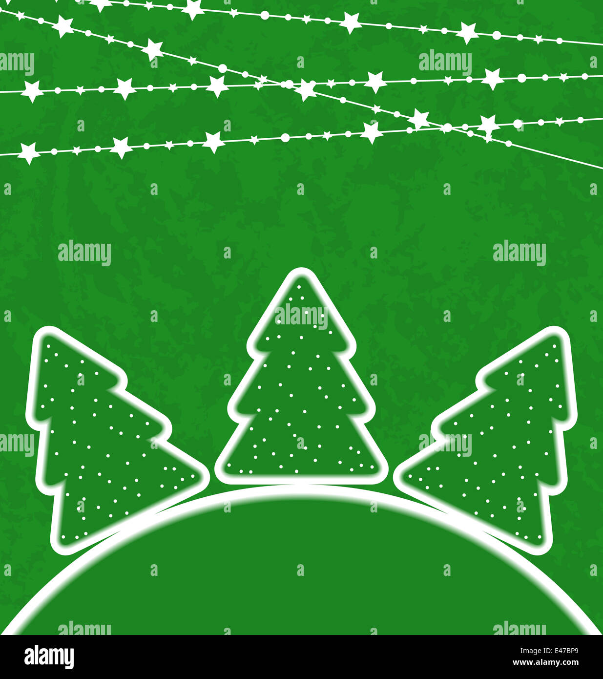 Illustration Christmas set trees with garland - vector Stock Photo - Alamy