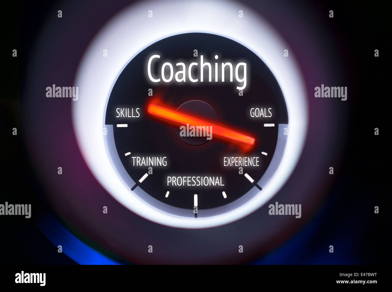 Coaching concept displayed on a gauge Stock Photo - Alamy