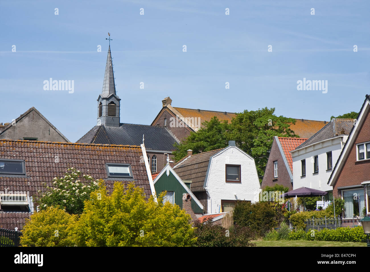 Skyline of Urk, an old fishing village in the Netherlands Stock Photo