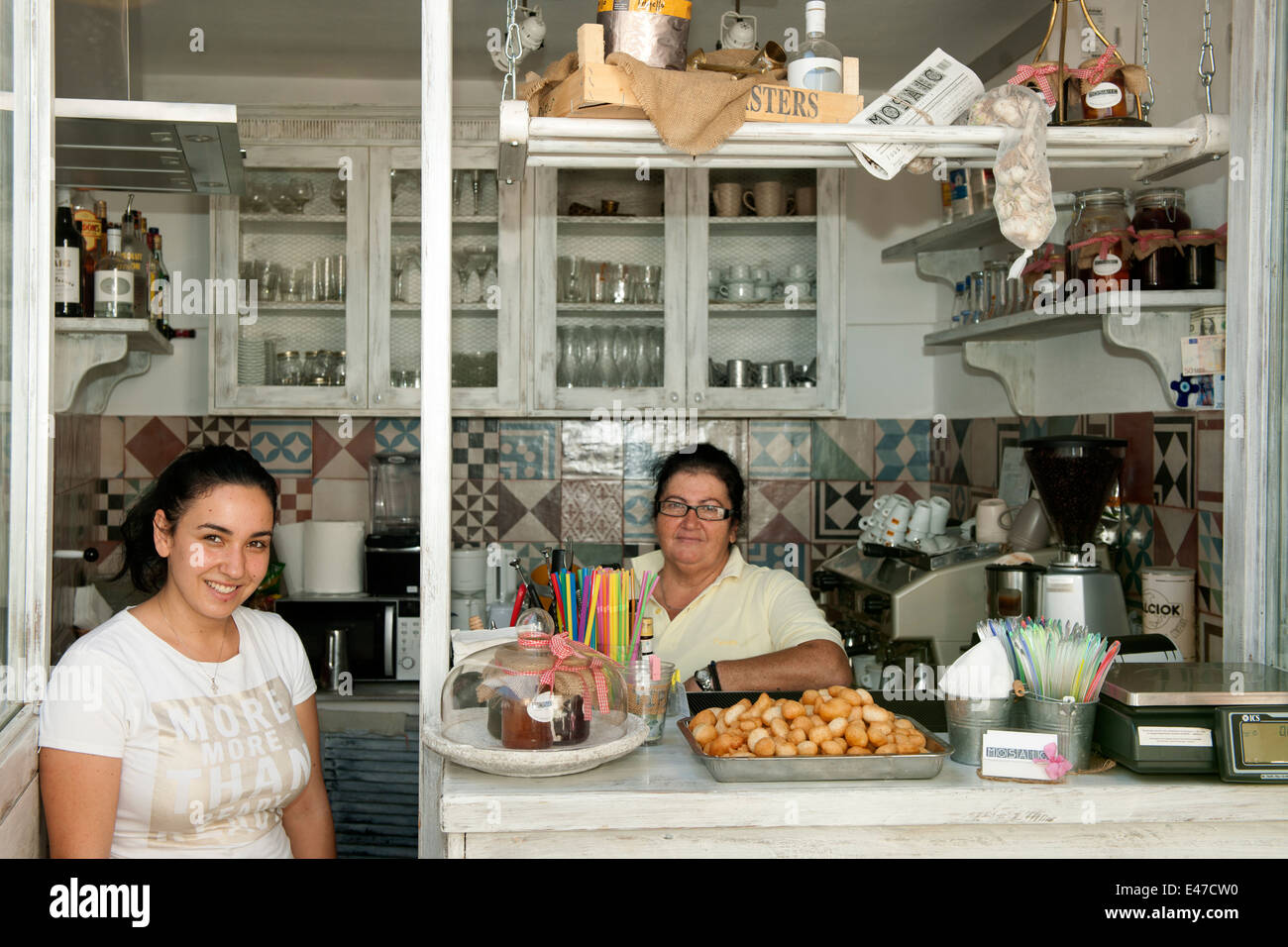 Griechenland, Rhodos, Lindos, Cafe Mosaik Stock Photo