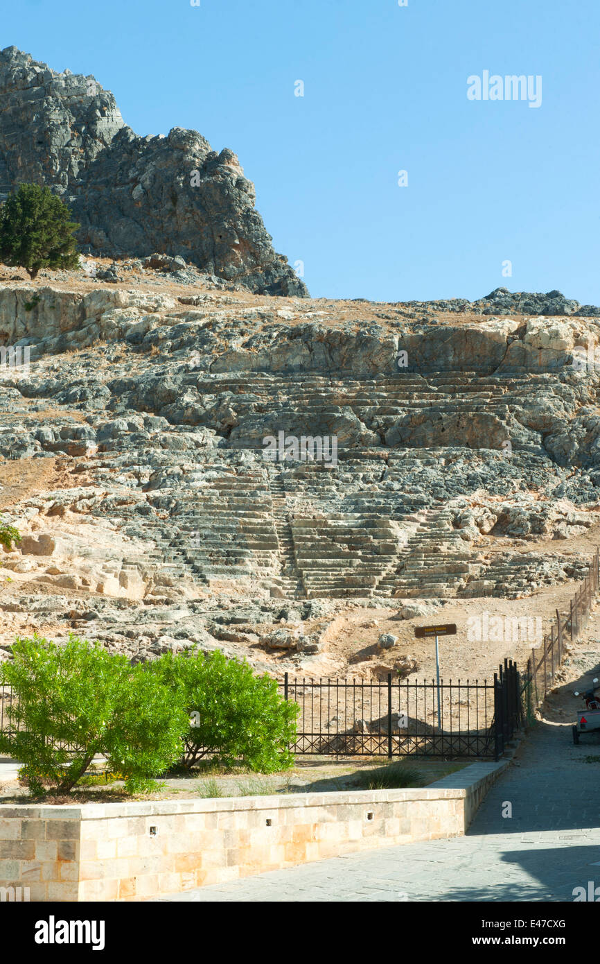 Griechenland, Rhodos, Lindos, Theater unterhalb der Akropolis Stock