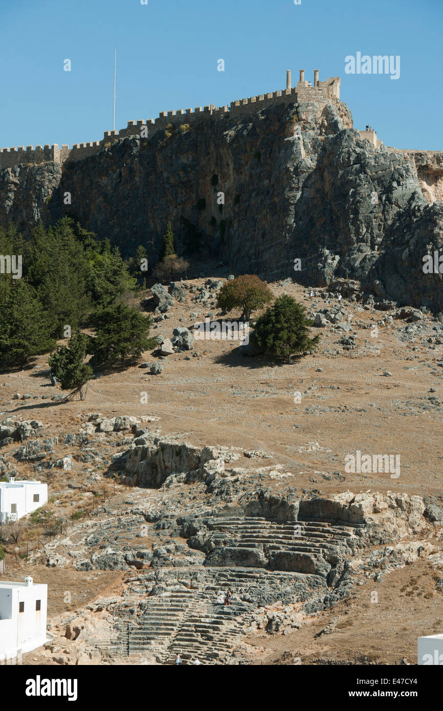 Griechenland, Rhodos, Lindos, Theater unterhalb der Akropolis Stock